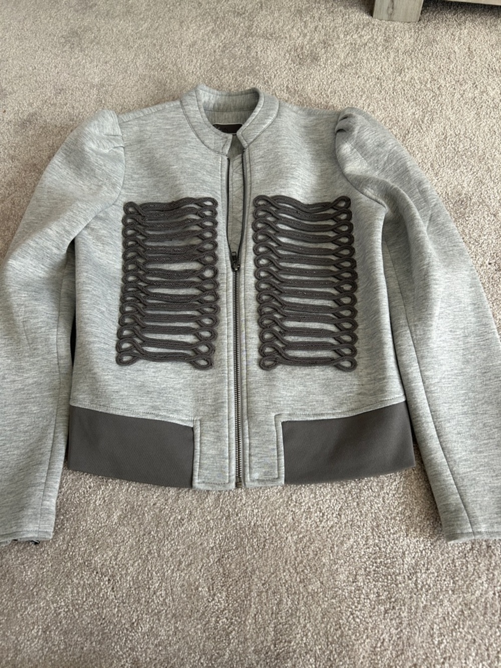 Chelsea28 Gray Military-Inspired Zip Jacket